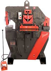 Higher Speed 100 ton Deluxe hydraulic Ironworker includes a Rod Shear (round & square).